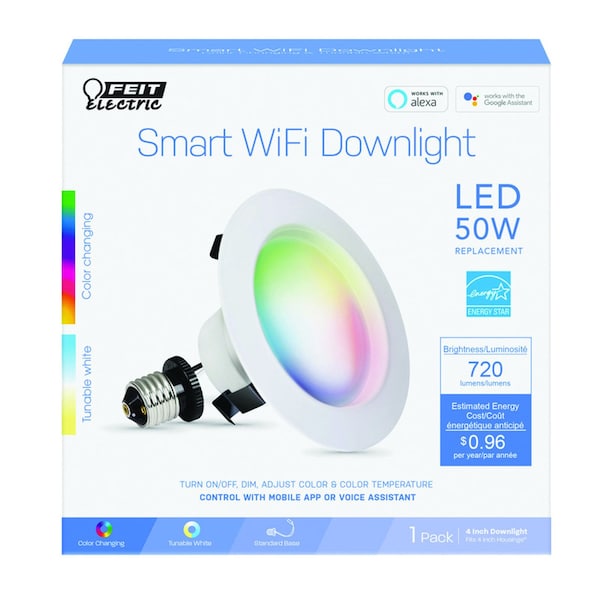 Feit Electric Feit Smart Home Frost White 5.1 in. W Aluminum LED Smart-Enabled Recessed Downlight 8 W LEDR4/RGBW/AG - main